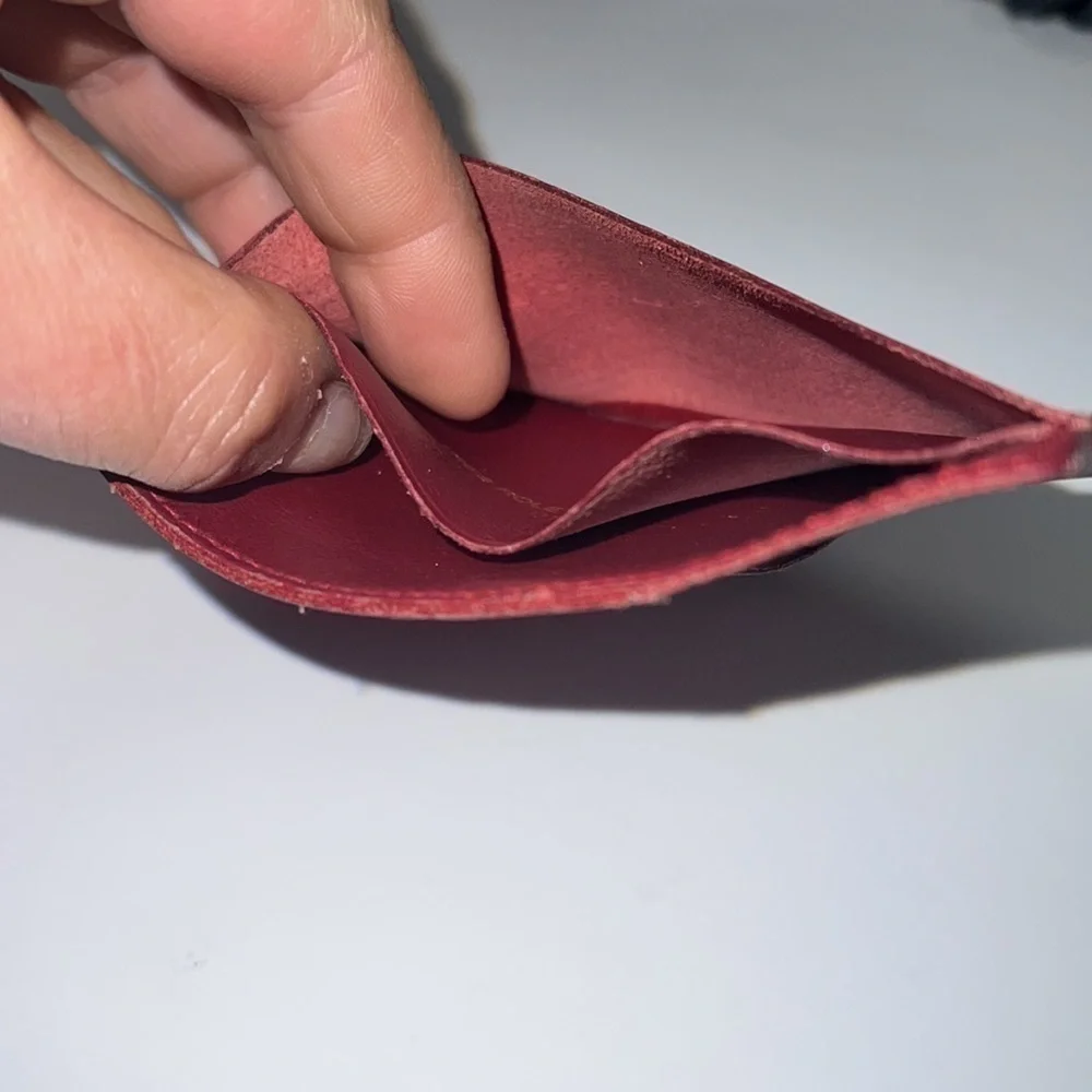 Rolex Burgundy Slim Leather Credit Card Holder